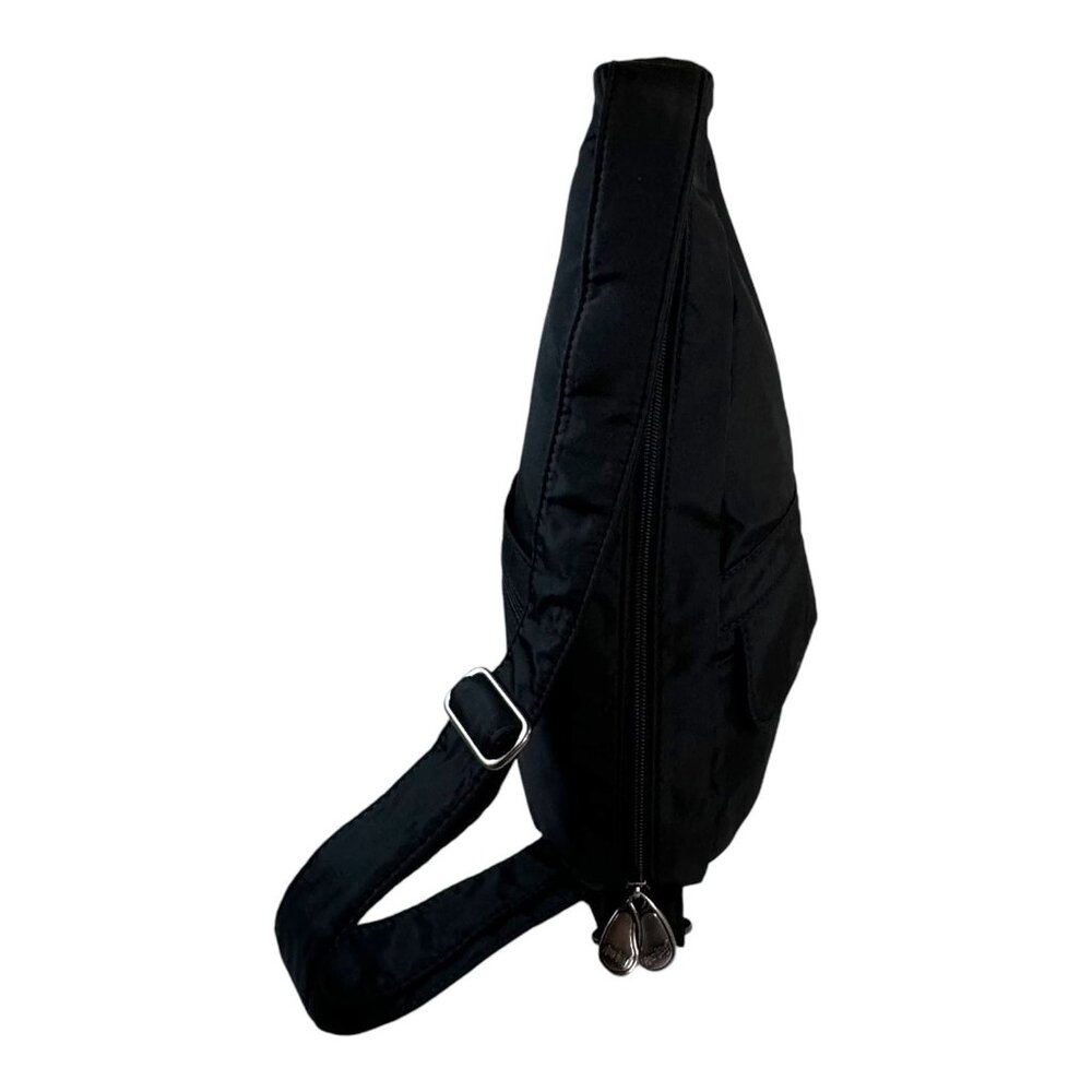 Healthy Back Bag By AmeriBag Crossbody Sling Backpack - Black Nylon Purse carry - Picture 8 of 11